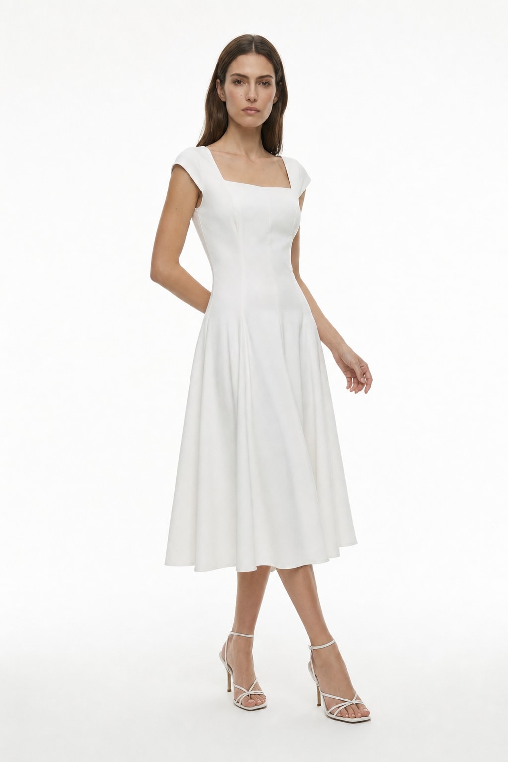 Tencel Blend Square Neck Midi Dress - 6