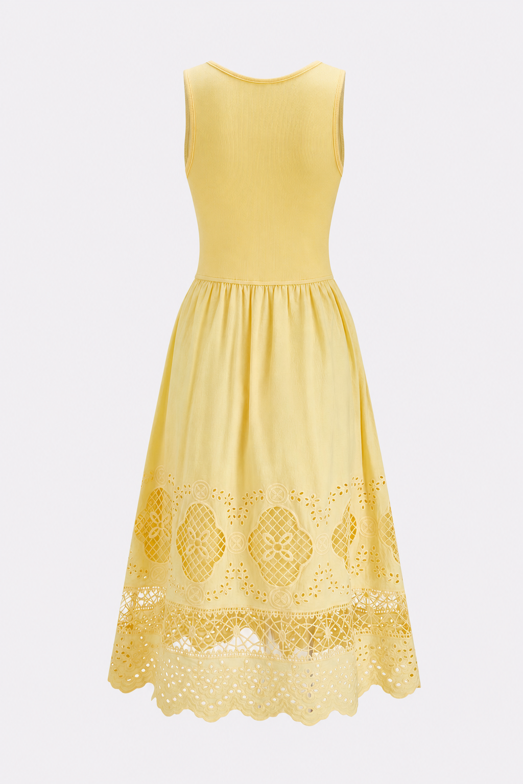 Rayon Blend Eyelet Embroidery Tank Dress - 5