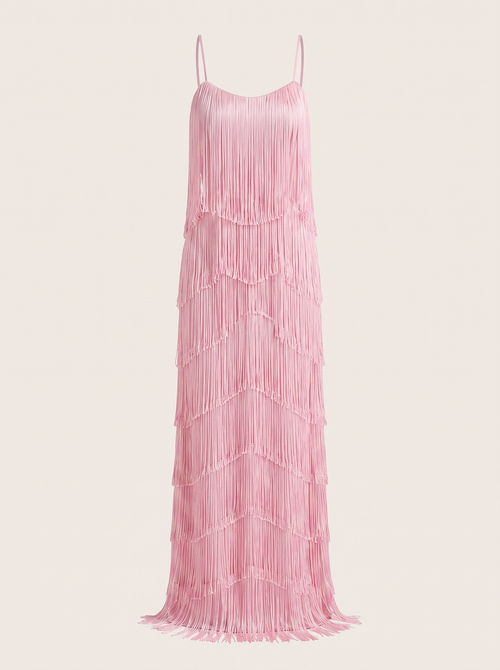 Tiered Tassel Tie-Back Maxi Dress