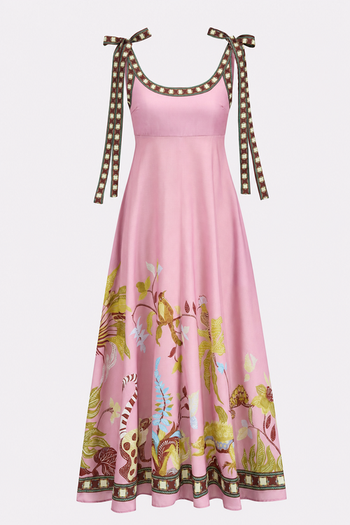 Tie-Strap Maxi Dress in Pink