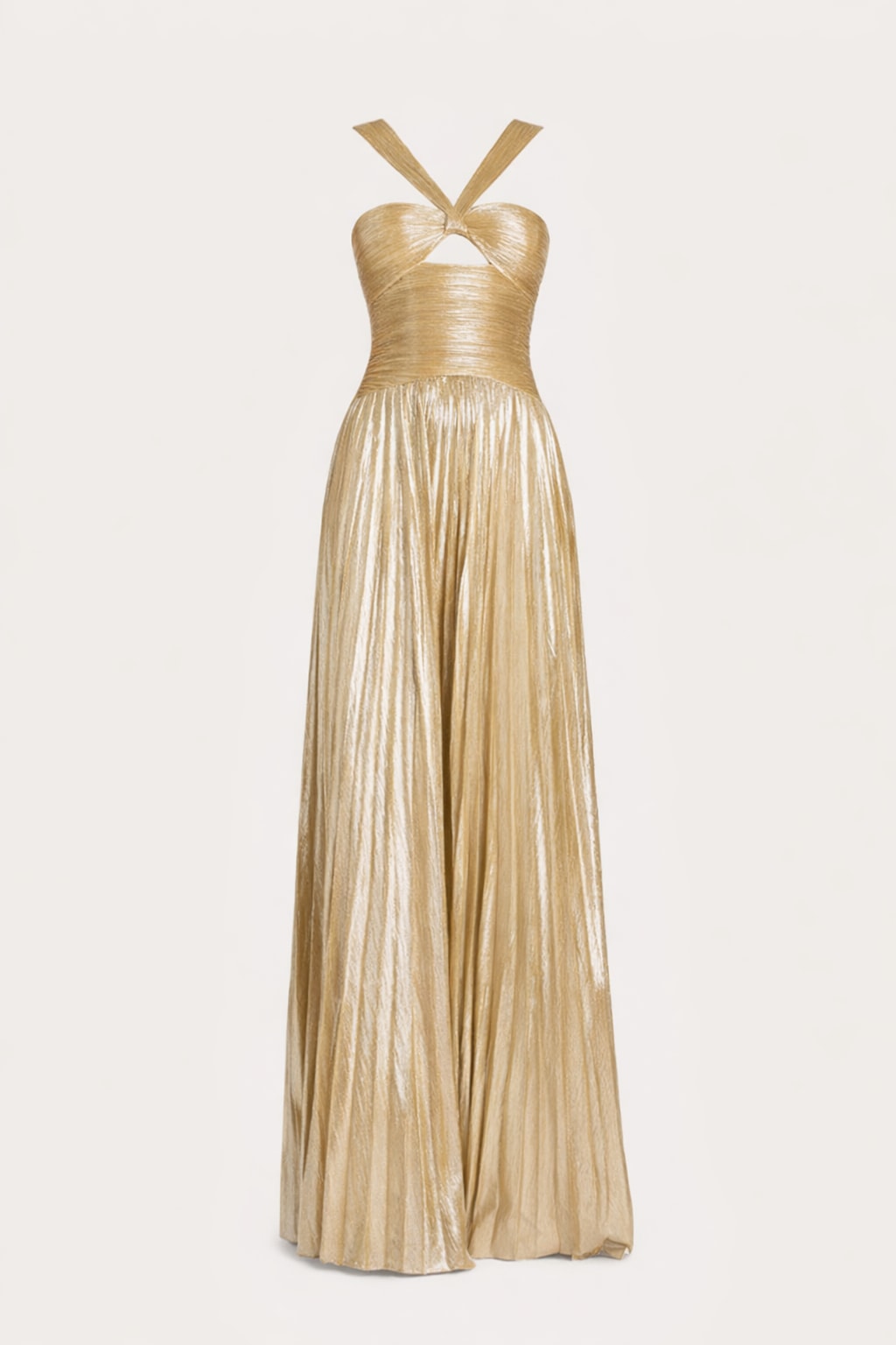 Polyester Maxi Dress With Halter Neck And Cutout Detail - 1