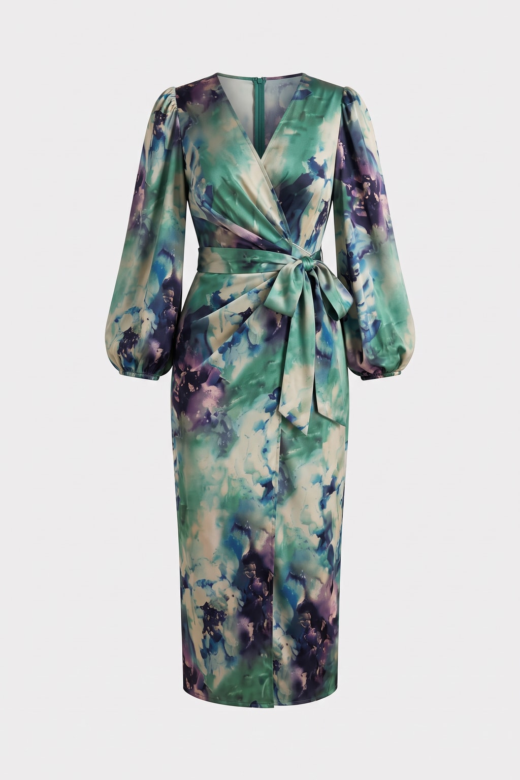 Printed Wrap Midi Dress - 1