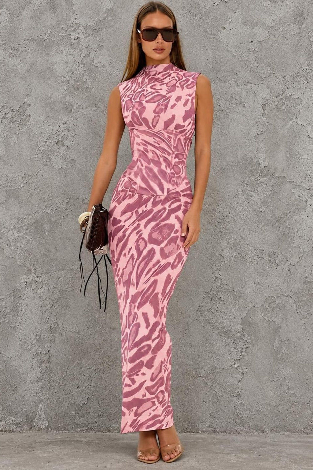 Leopard Print Bodycon Maxi Dress - 12
