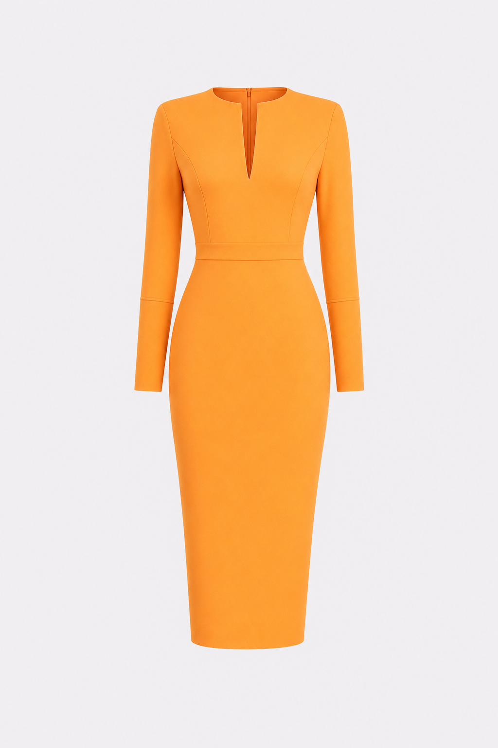Satin pencil dress with back slit - view 12
