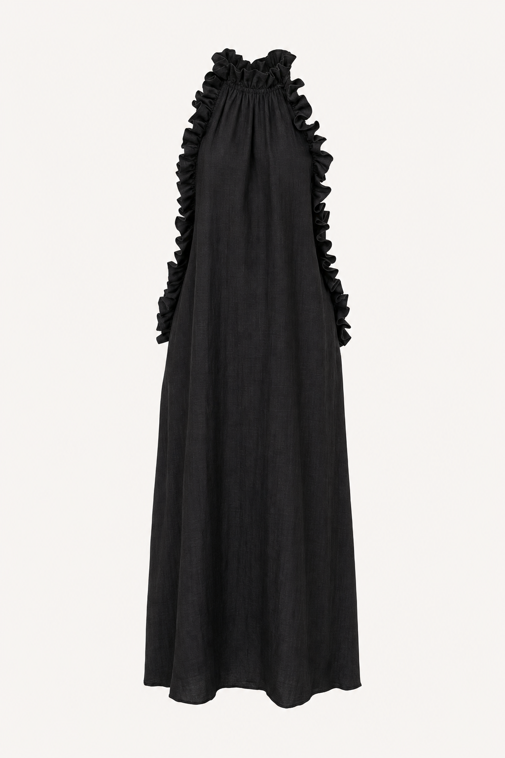Sleeveless Maxi Dress with Ruffle Trim and Pockets