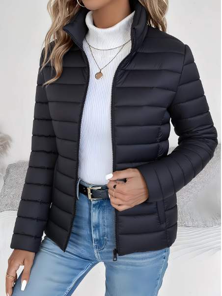 Lightweight quilted spring jacket with stand collar - view 3