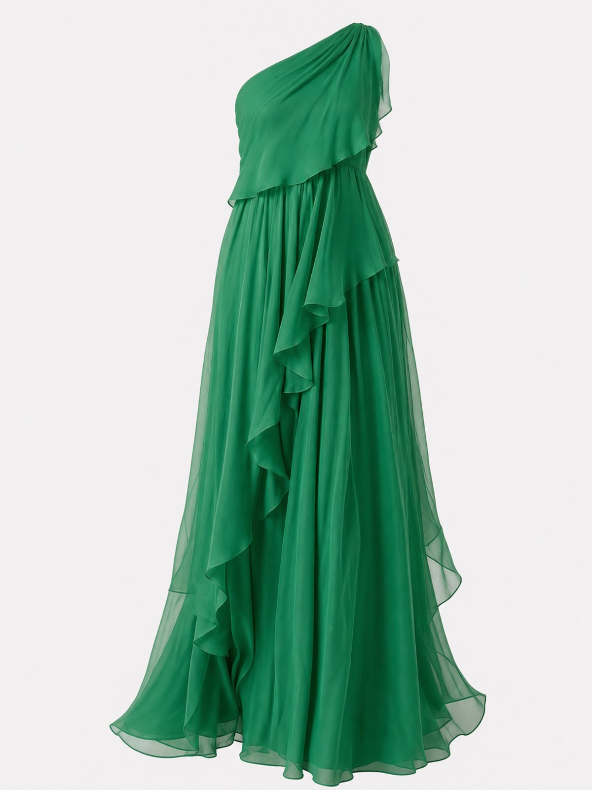 Effortless Flowy One-Shoulder Ruffle Maxi Dress - 1