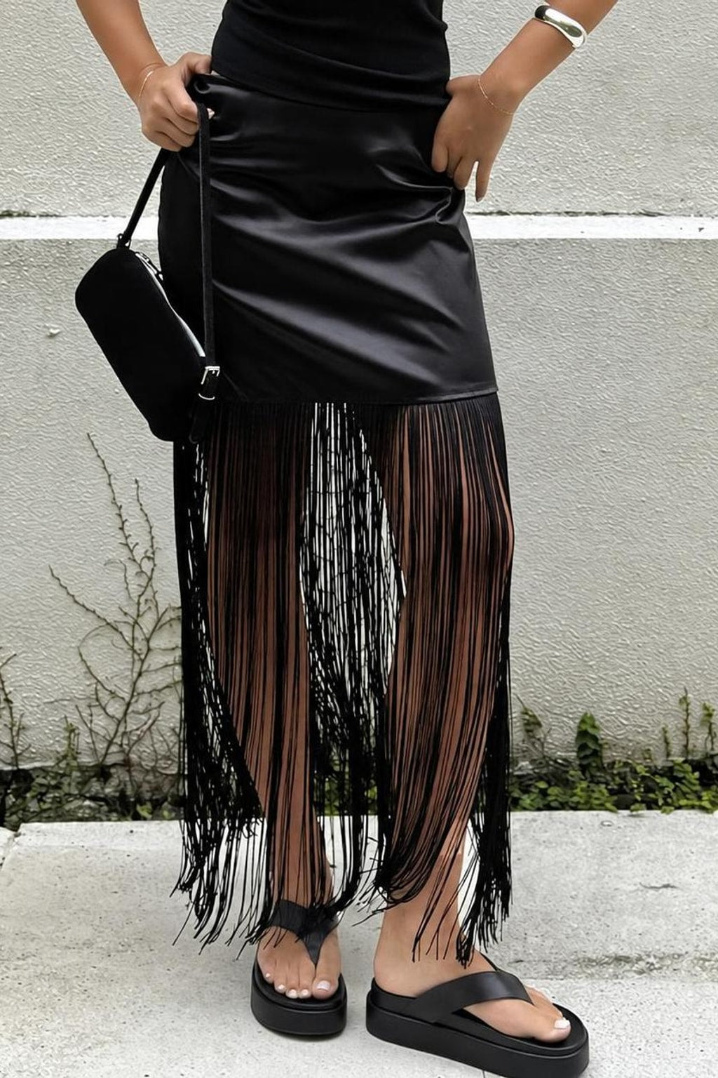 Satin Skirt With Tassel Trim - 6