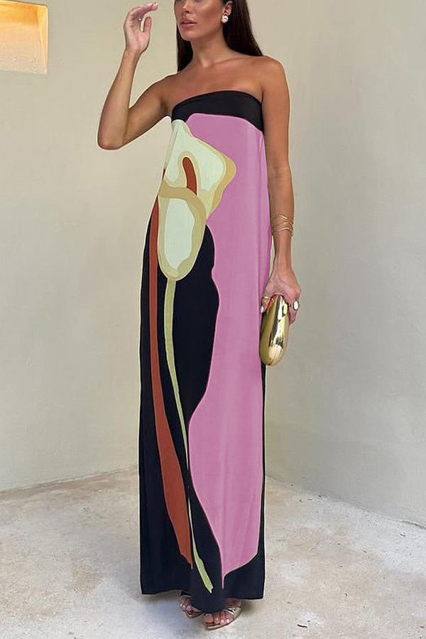 Floral Off-Shoulder Maxi Dress, Loose Fit - view 3