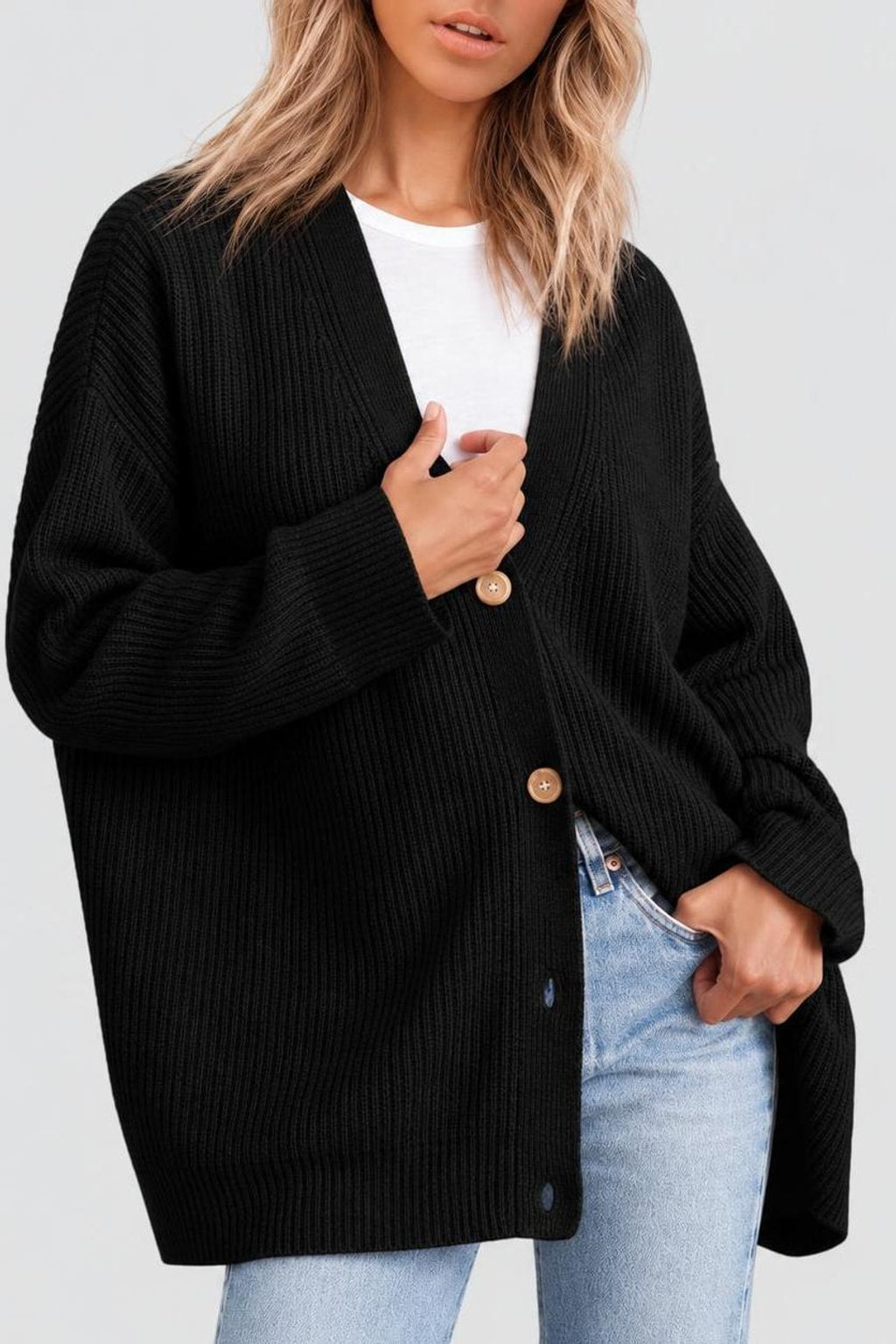 Striped Knit Cardigan With Button-Front Closure - 8