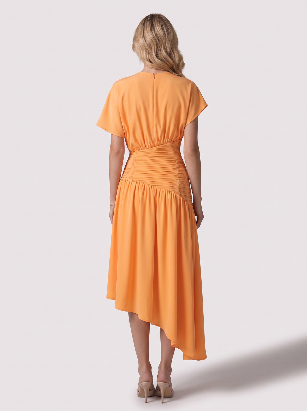 Asymmetric Sleeve Midi Dress - view 4