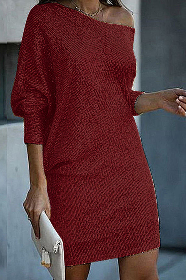 Sequin off-shoulder stretch mini dress - view 8