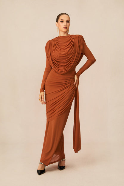 Mesh Cowl Neck Maxi Dress - view 6