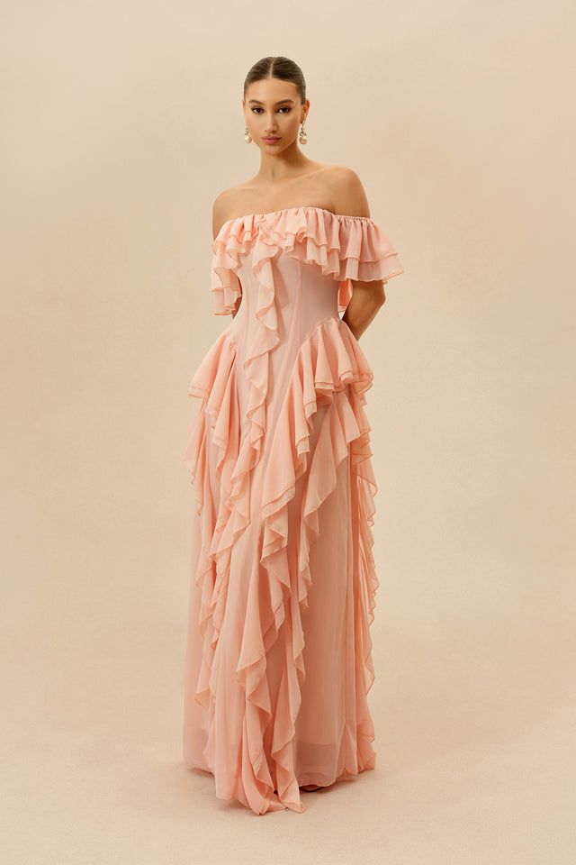 Off-Shoulder Maxi Dress With Ruffle Detail & Flattering Fit - 2