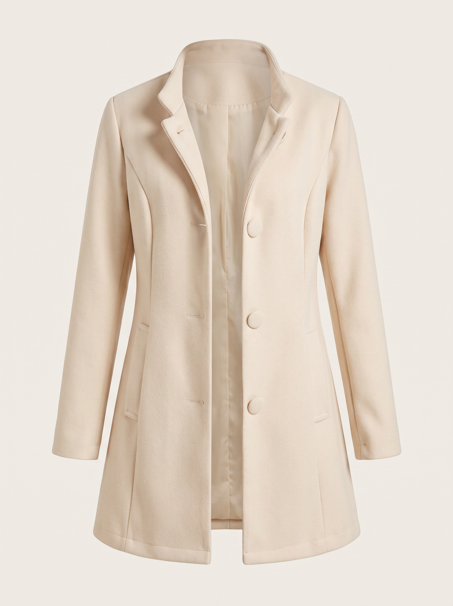 Stand collar coat with pockets