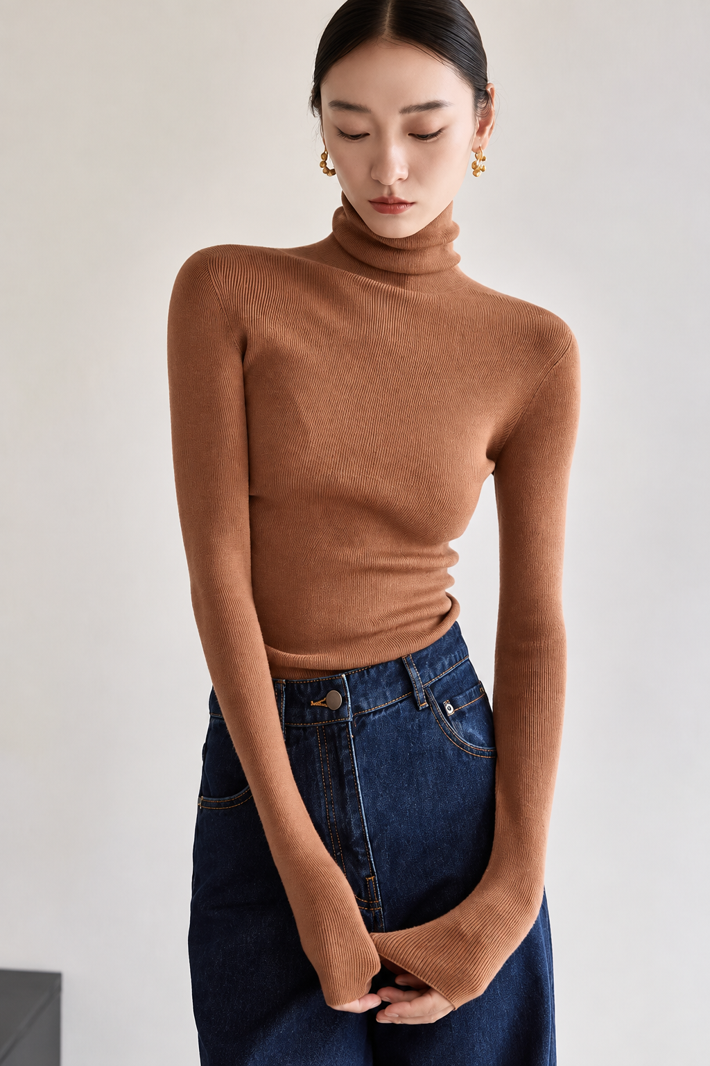 Acrylic Cotton Turtleneck Sweater Slim Fit - 6