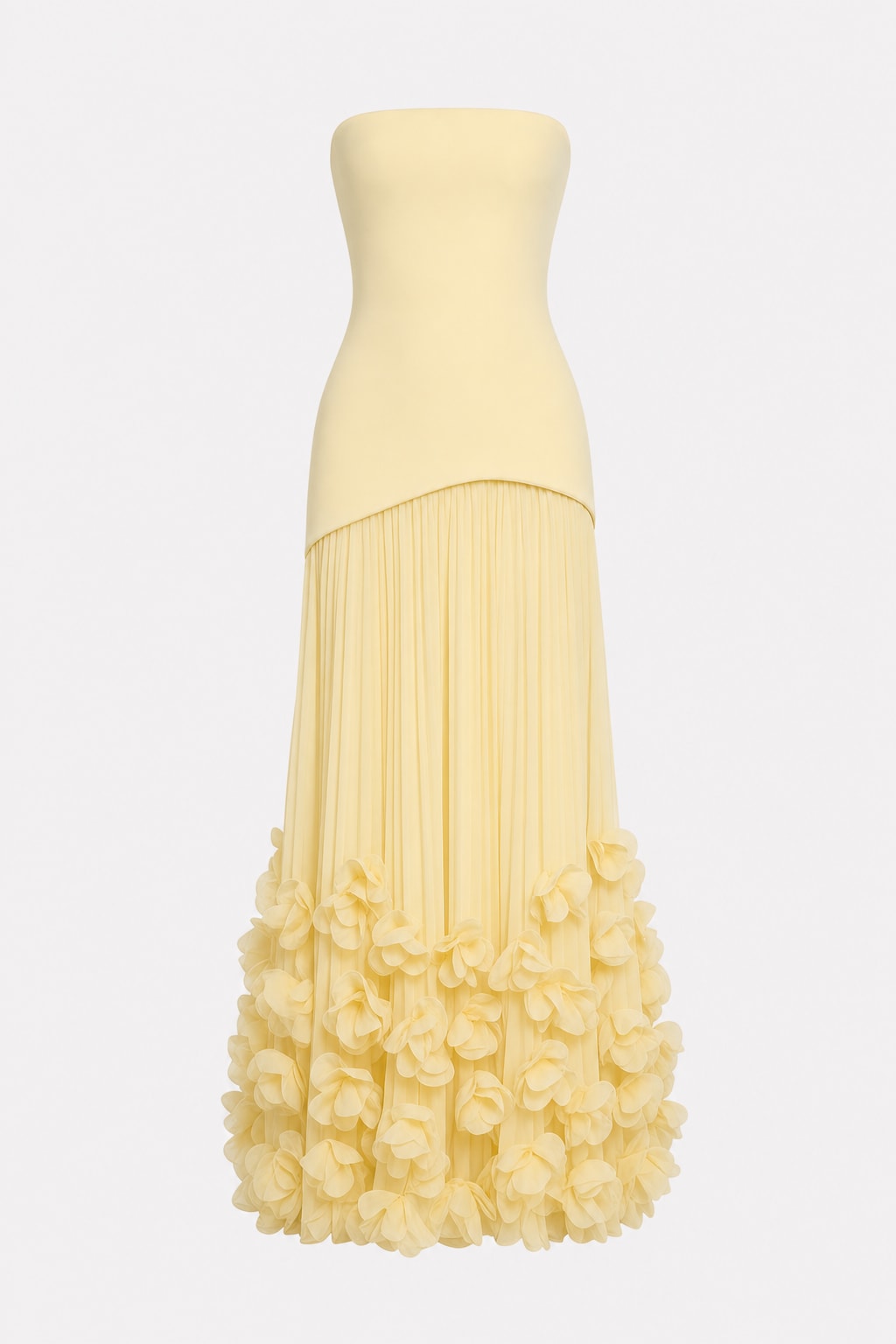 Chic Strapless Maxi Gown with Lace-Up Back - 1