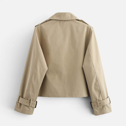 Cotton Blend Cropped Trench Jacket - view 7