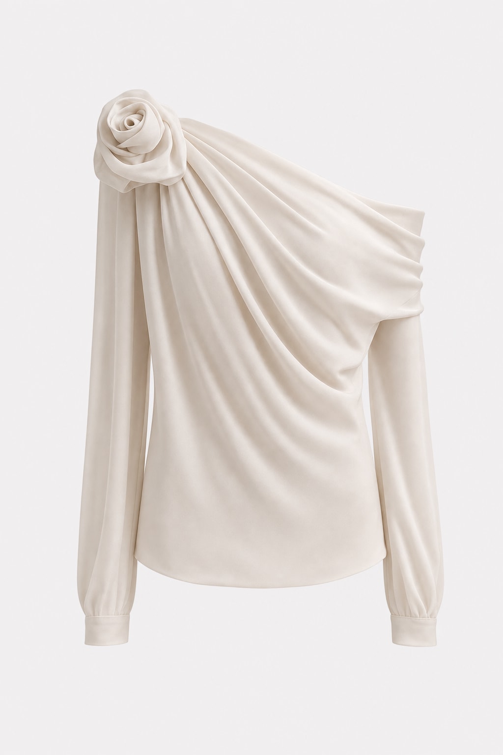 Polyester Asymmetrical Draped Blouse - 1