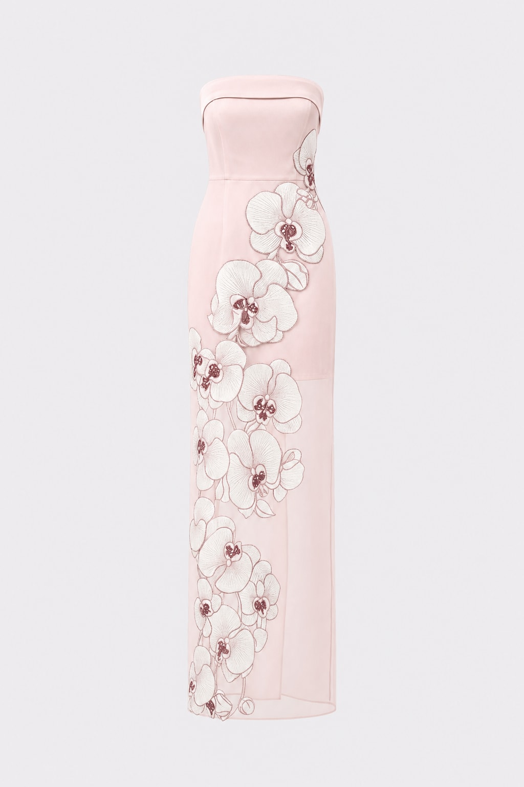Mesh Maxi Dress With Floral Embroidery - 1