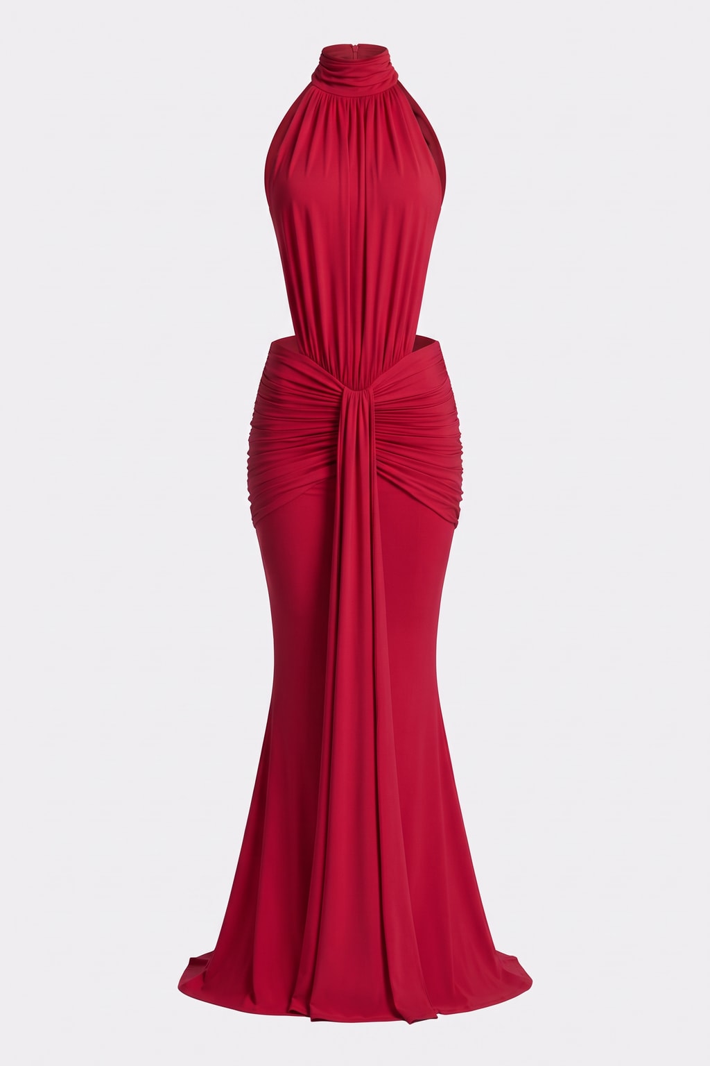 Stretch Jersey Maxi Dress With High Neck And Open Back - 1