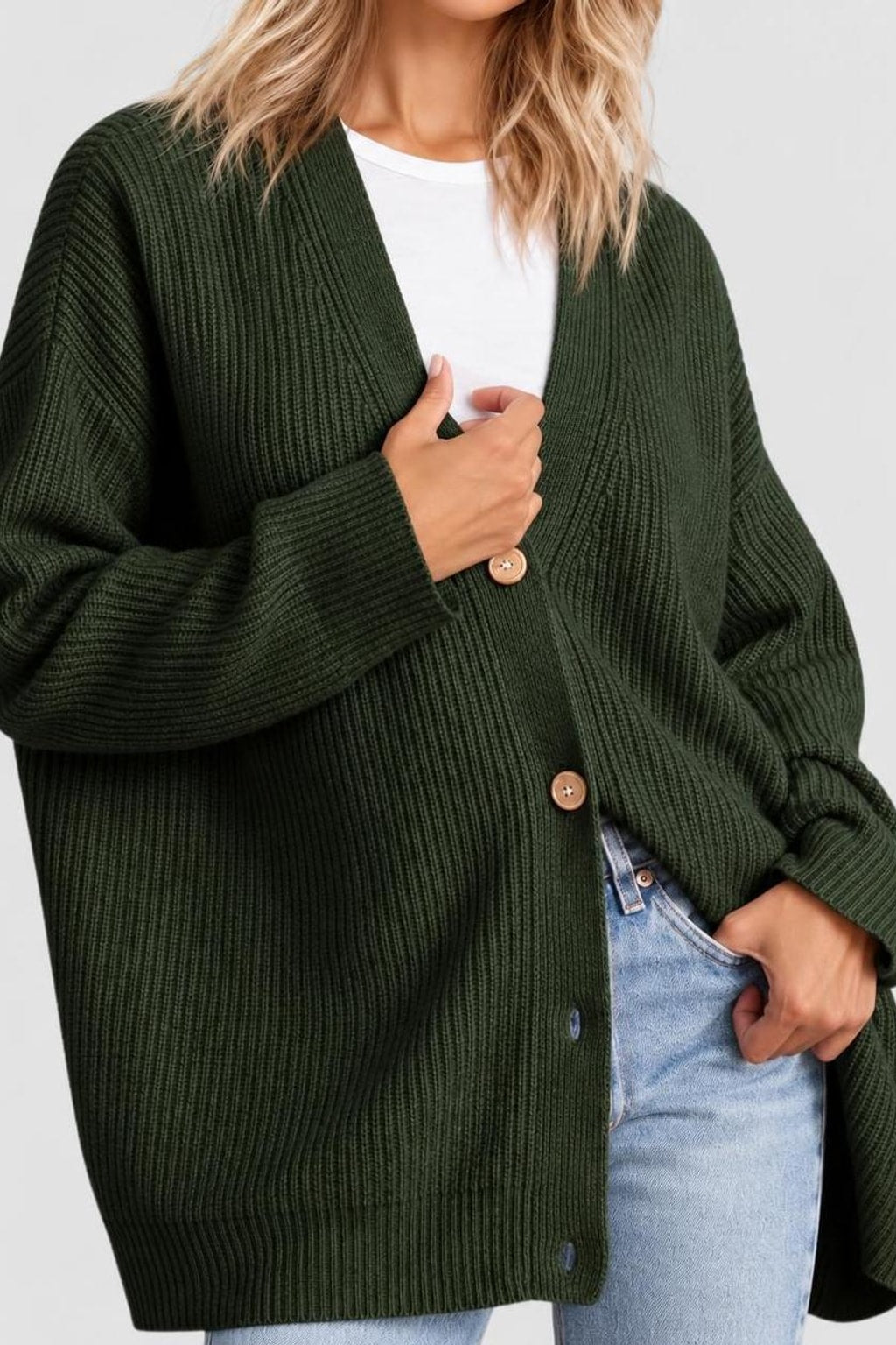 Striped Knit Cardigan With Button-Front Closure - 7