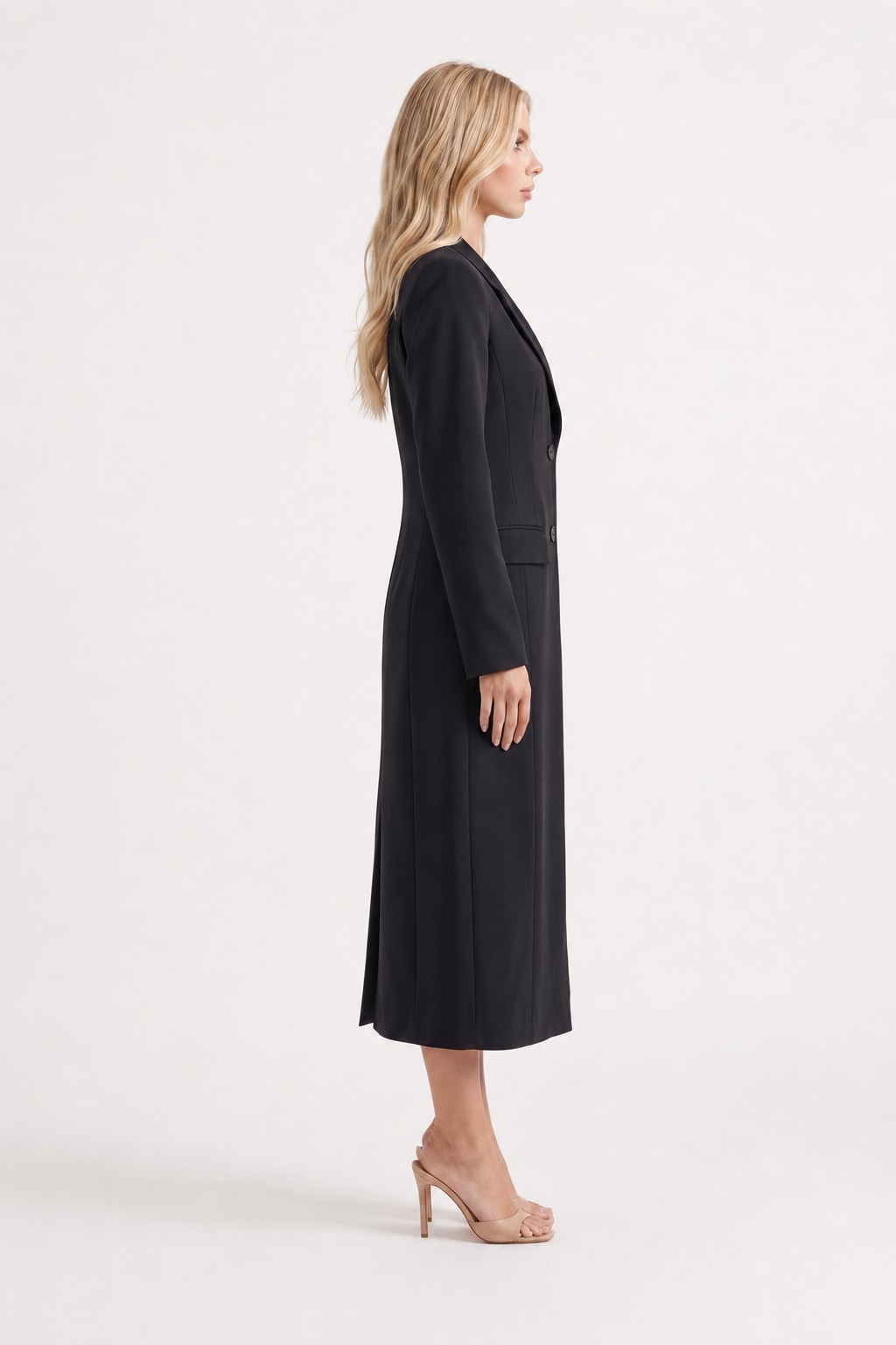 Longline Tailored Coat With Notched Lapel - 4