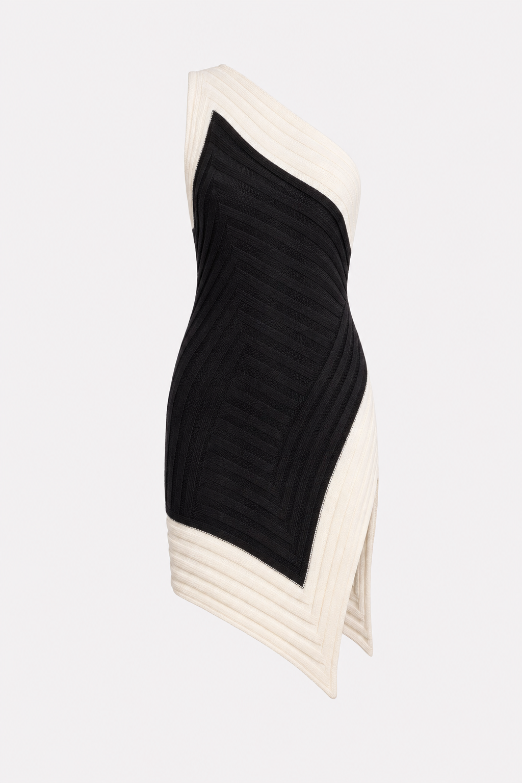 Asymmetric Neckline Knit Mini Dress