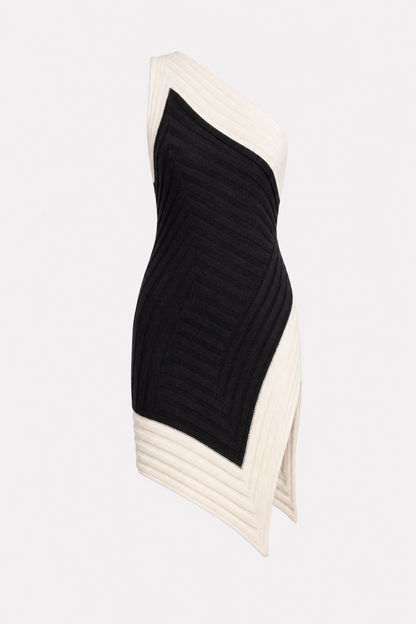 Asymmetric Neckline Knit Mini Dress