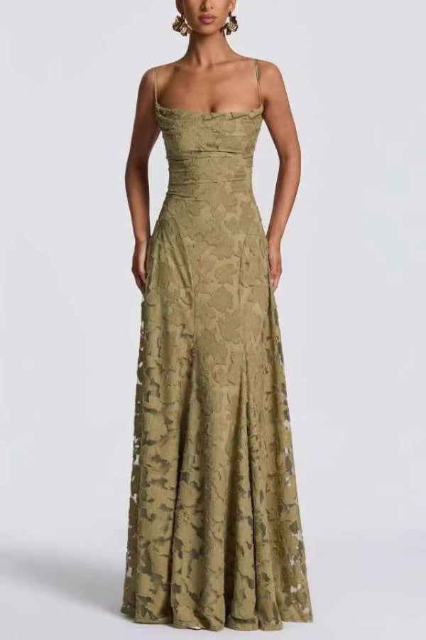Floral Burnout Jersey Maxi Dress, Lace-Up Back - view 13