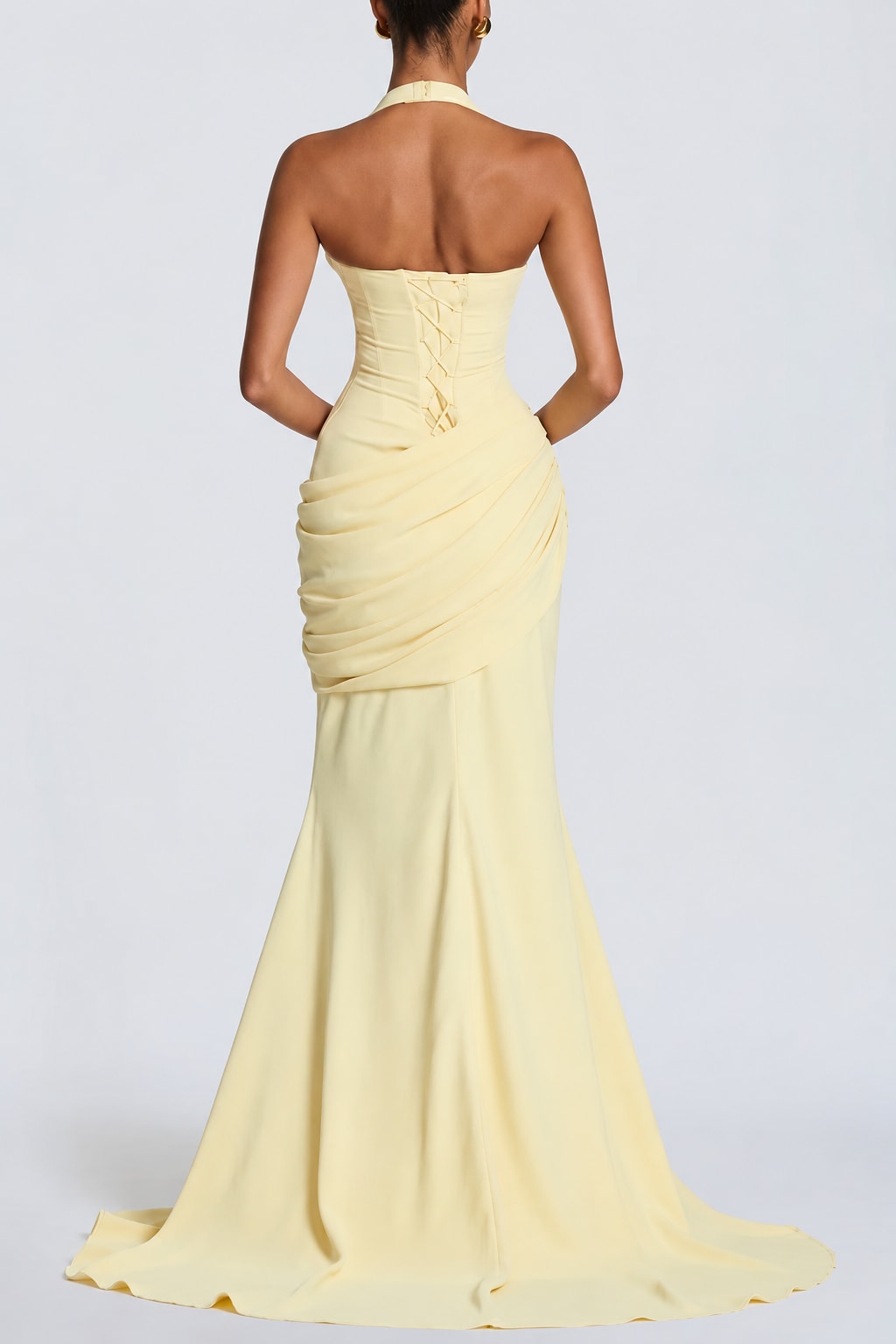 Crepe Maxi Dress Halter V-Neck - 5