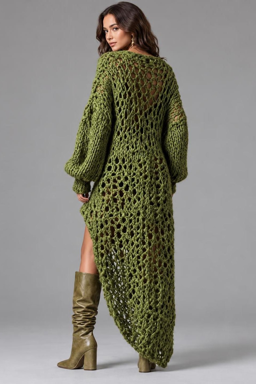 Rib Knit Hollow-Out Mini Dress - 4