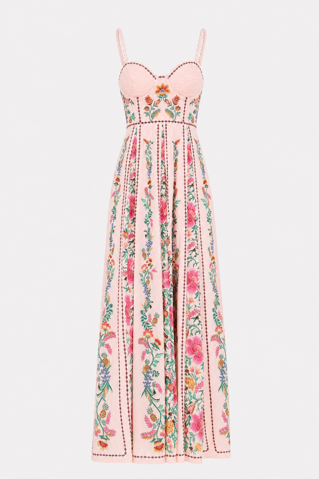 Linen Blend Maxi Dress Sweetheart Neck Vacation Style - 1
