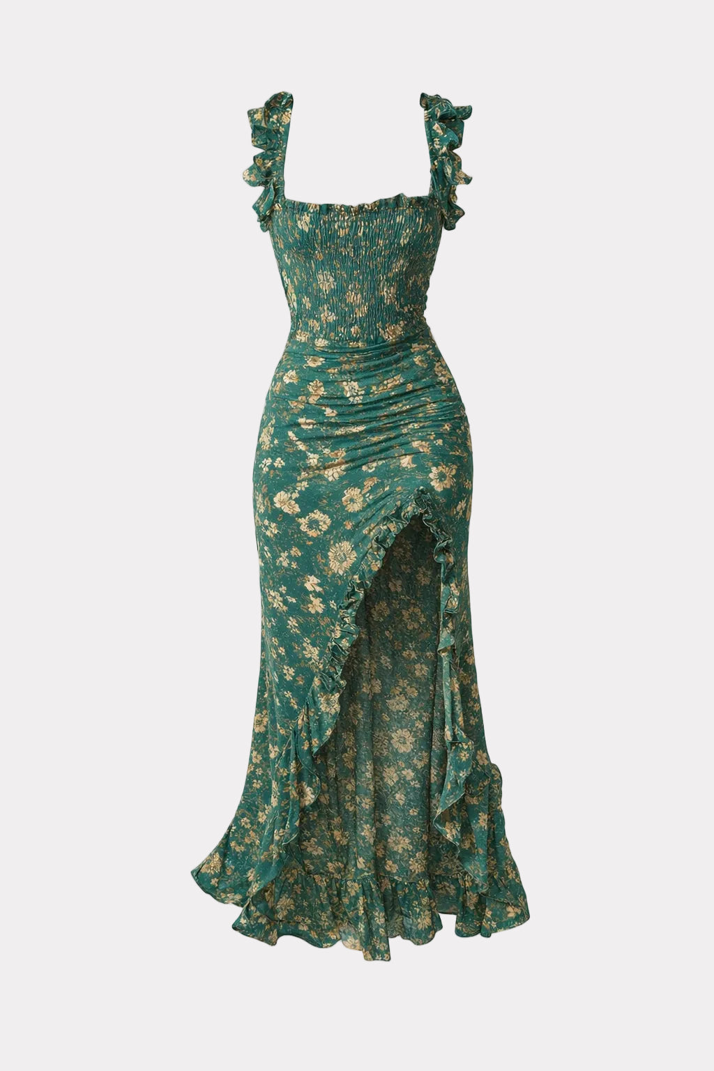 Woven Sleeveless Maxi Dress with Ruffled Sleeves - 1