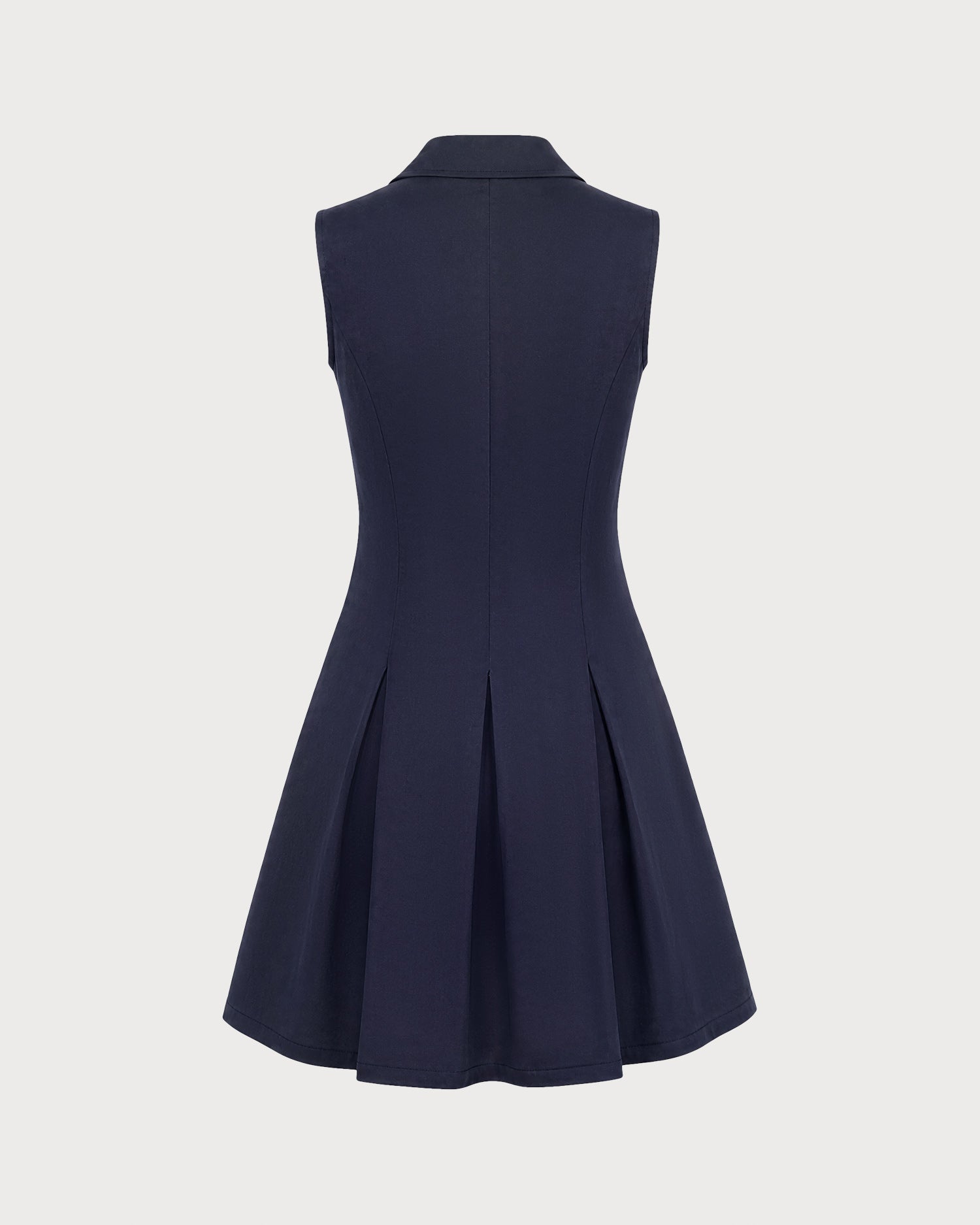 Navy Collared Button-Front Mini Dress - view 5