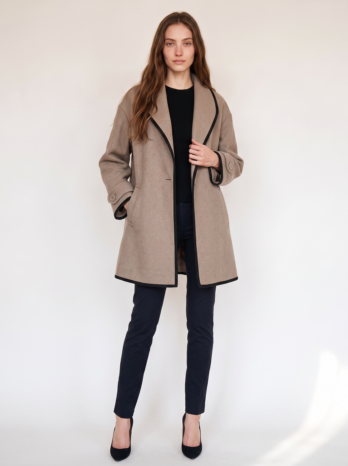 Women's Belted Warm Wool-Blend Coat Oversized Fit - 16