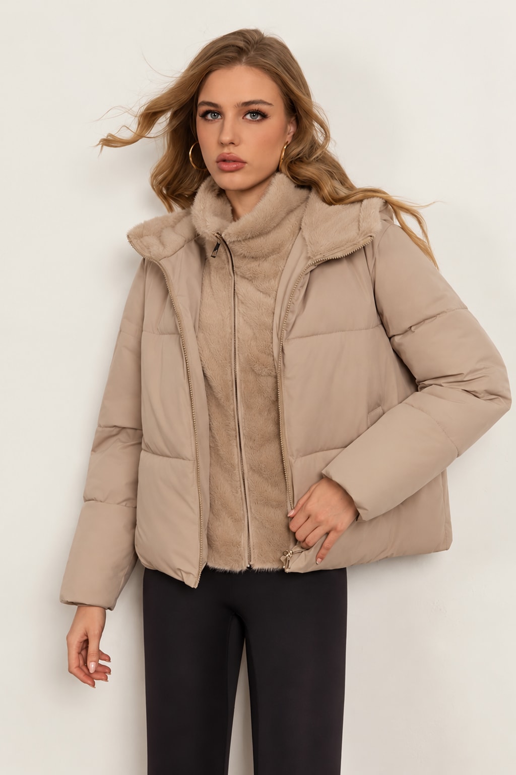 Cotton Hooded Jacket Short Layered Winter Coat - 6