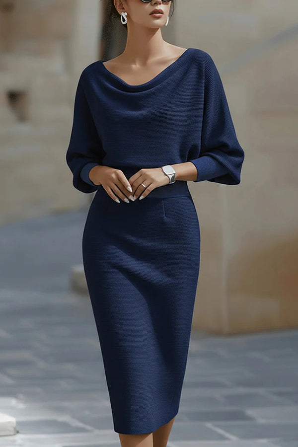 Batwing Sleeve Fitted Midi Dress - view 4