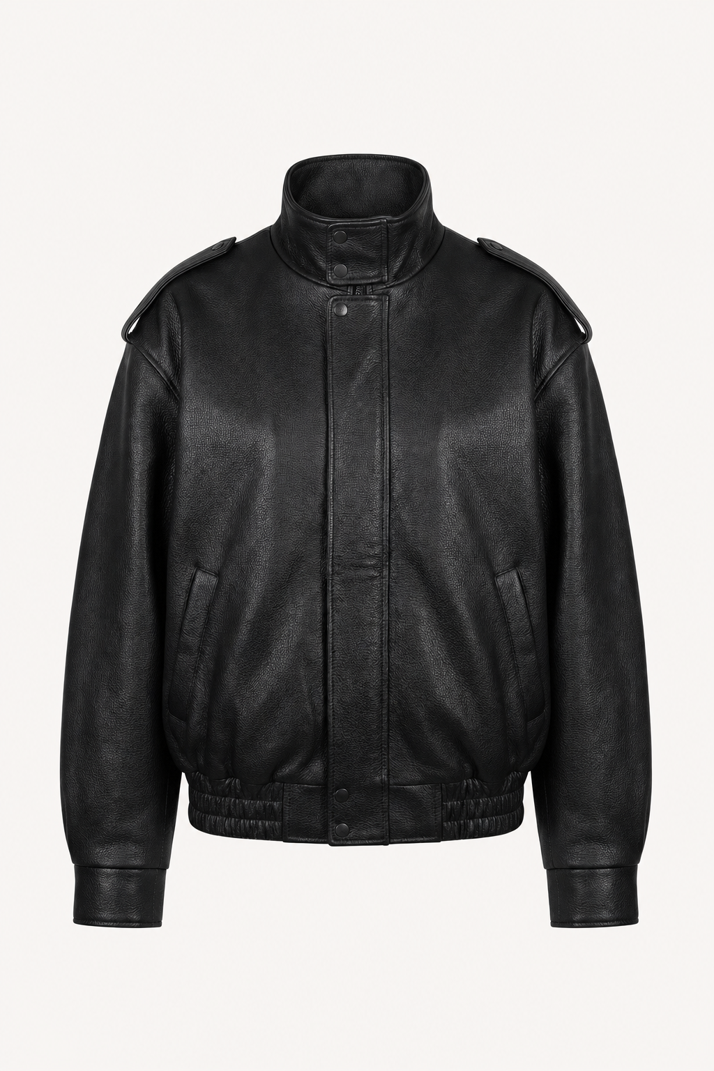 Leather Jacket with Wide Notch Lapel