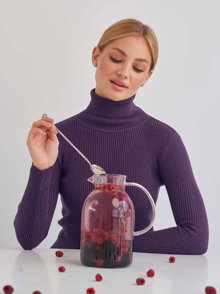 Knit Sweater Turtleneck Ribbed Black - 11