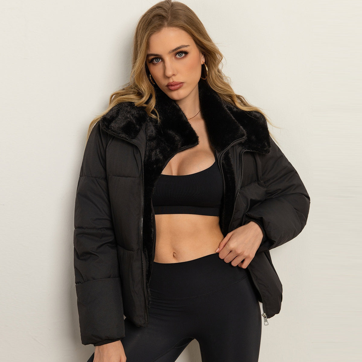 Cotton Hooded Jacket Short Layered Winter Coat - 9