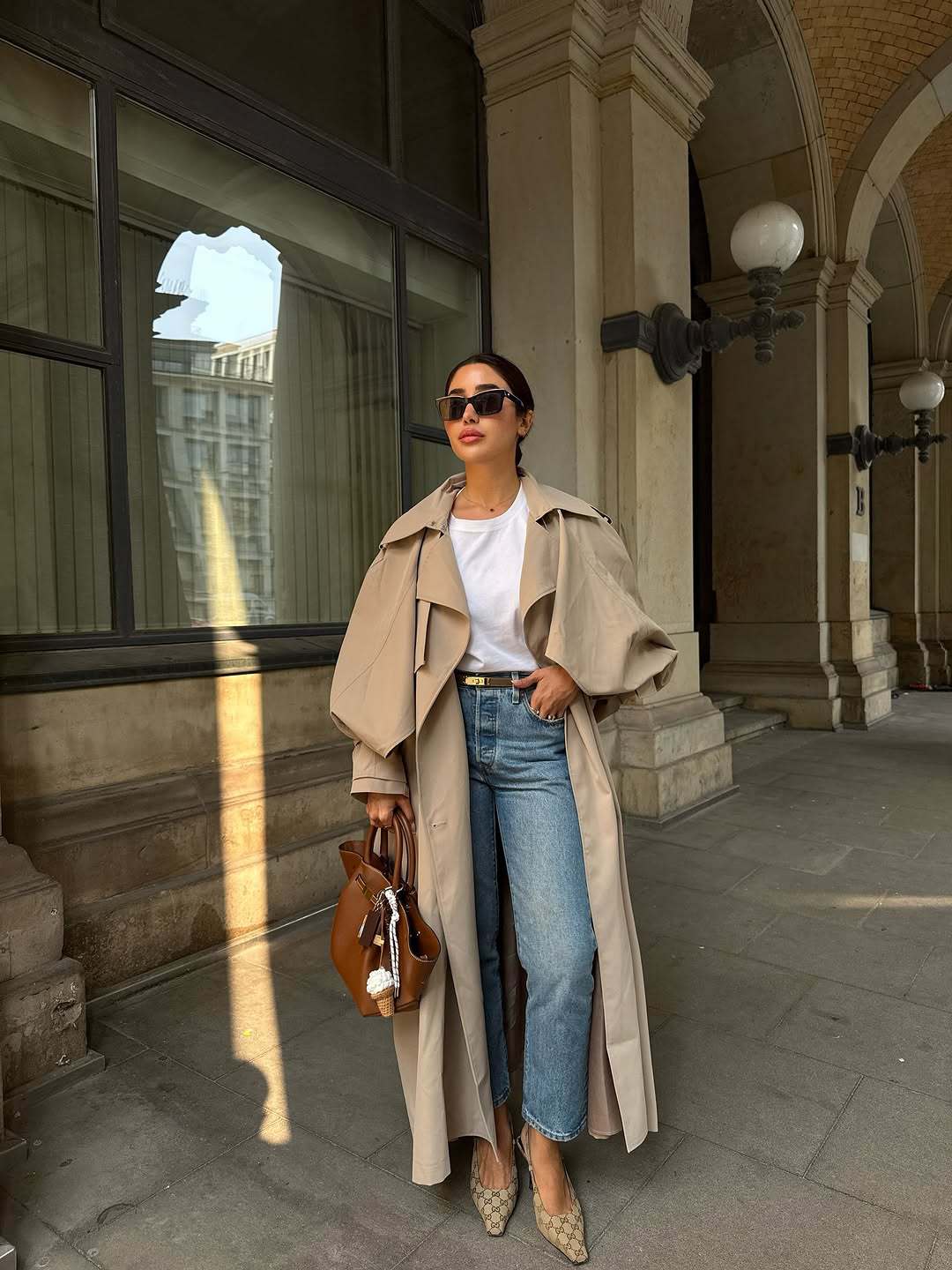 Cotton Trench Coat Double-Breasted Long Outerwear - 5