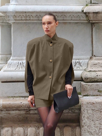 Textured Vest And Shorts Set Khaki Tailored Co-Ord - 6