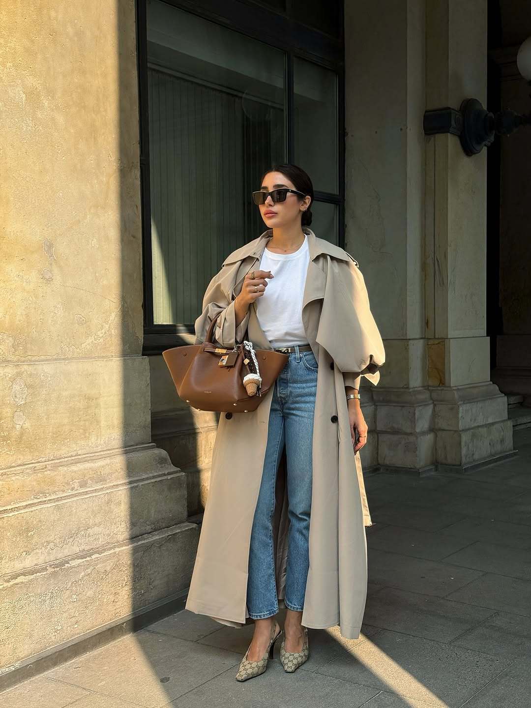 Cotton Trench Coat Double-Breasted Long Outerwear - 6