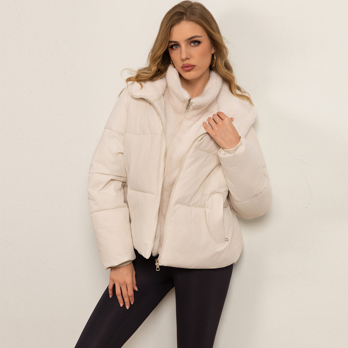 Cotton Hooded Jacket Short Layered Winter Coat - 8