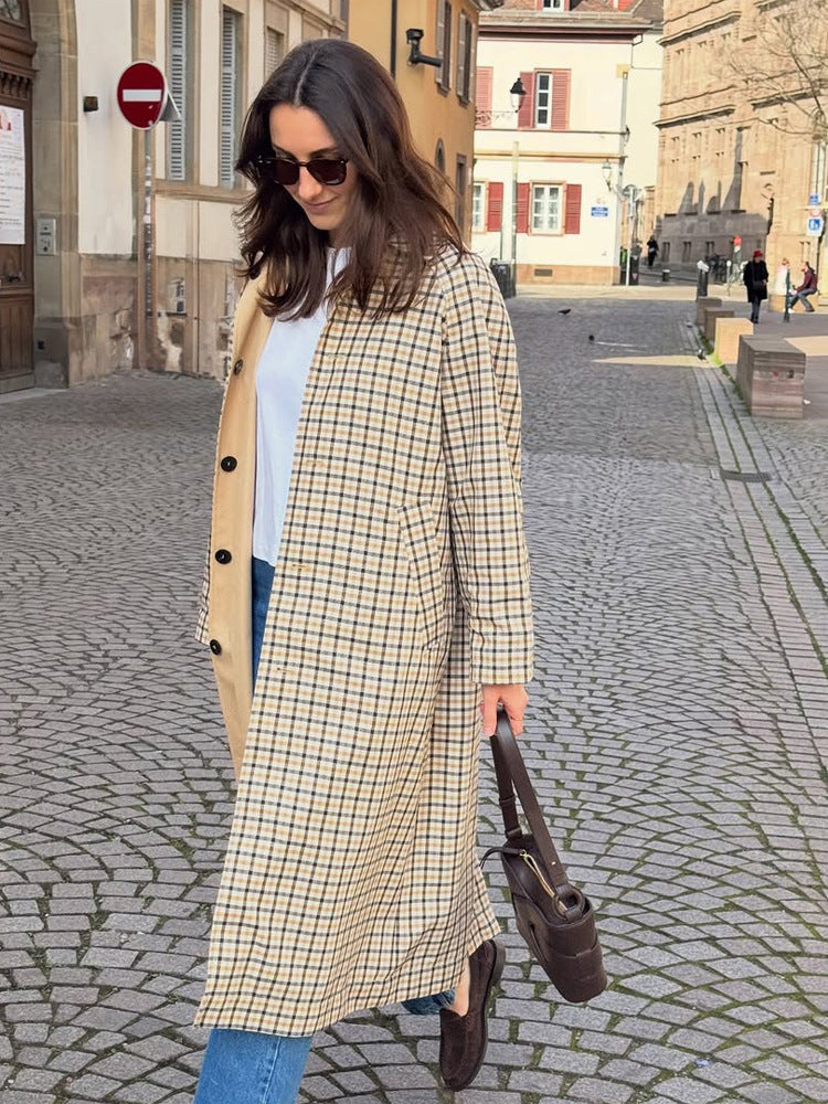 Polyester Trench Coat Open Front Lapel - 4