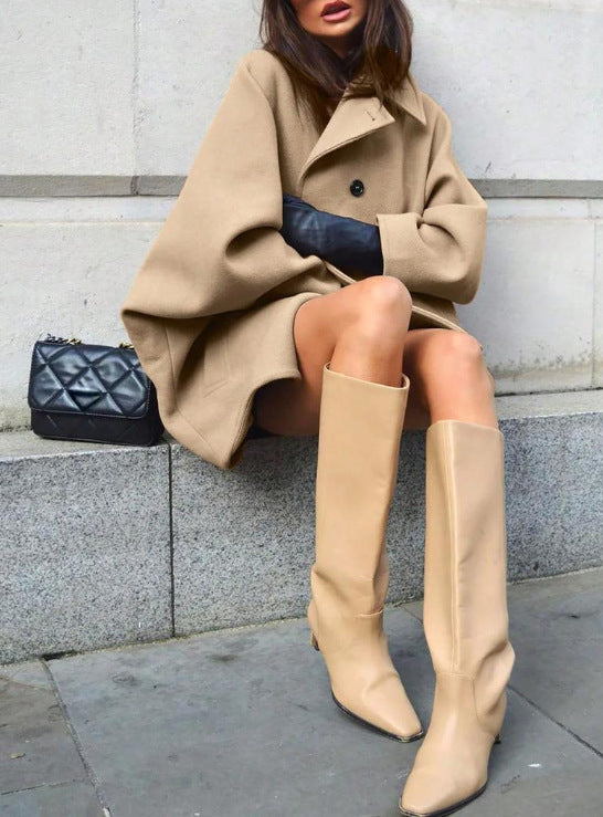 Wool Blend Jacket Cropped Batwing Sleeve - 5