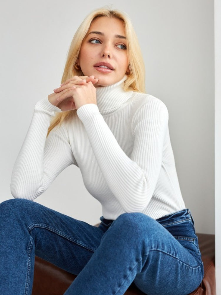 Knit Sweater Turtleneck Ribbed Black - 4