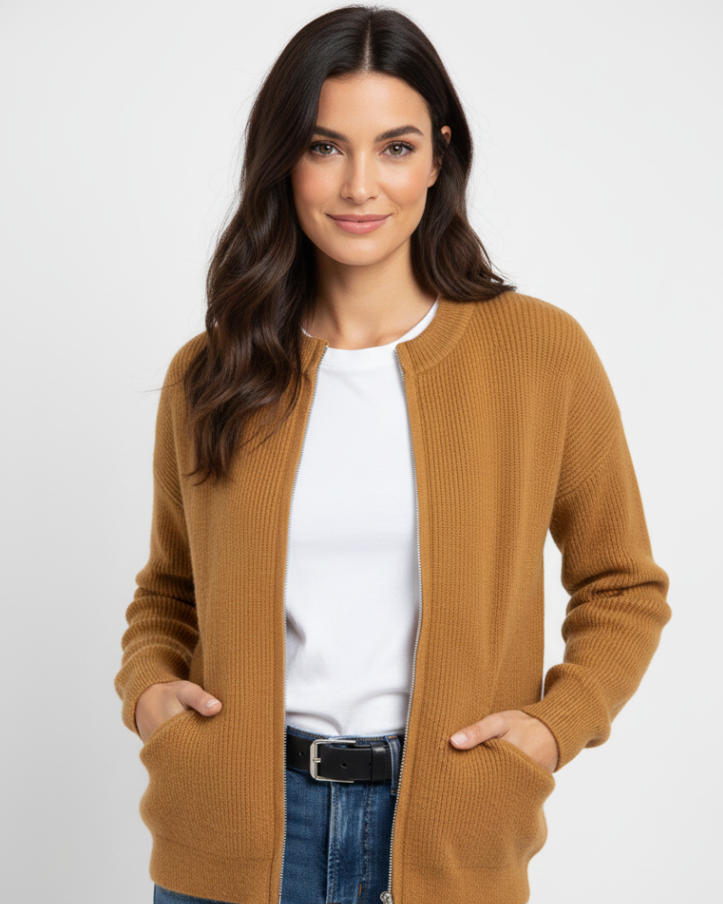 Soft zip-up relaxed fit cardigan - view 9
