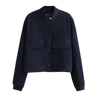Cropped woven bomber jacket with rib-knit trim - view 7